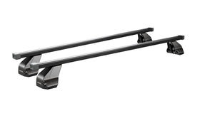 Barre portatutto Menabo Omega in acciaio zincato colore nero per BMW iX (I20) 5 porte anno dal 2021 in poi con tetto liscio