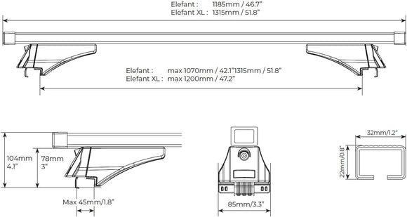 Barre da tetto Menabo Elefant XL zincato rivestiti con guaina in PVC  per Acura RDX III 5 dal 2019 in poi