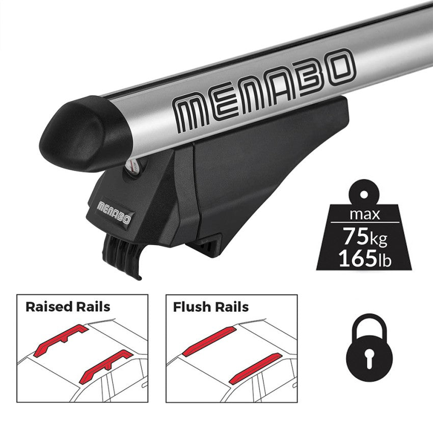 MENABO - TIGER XL SILVER aluminum roof bars for VORTEX Tingo 5 doors year 13&gt; (with low handrail)