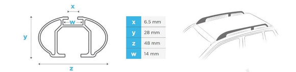 MENABO - BRIO roof bars in aluminum for Nissan Sunny Break year 91&gt;95 with high handrail